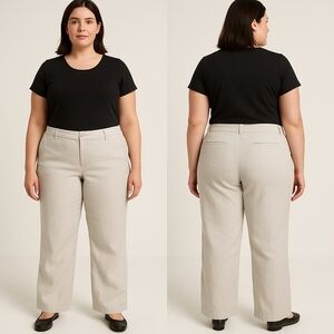 J.Jill Women’s Stretch Linen-Blend Pants – Size 20W – Light Beige